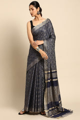 Navy Blue Cotton Saree