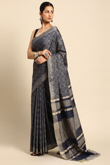 Navy Blue Cotton Saree