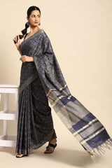 Navy Blue Cotton Saree