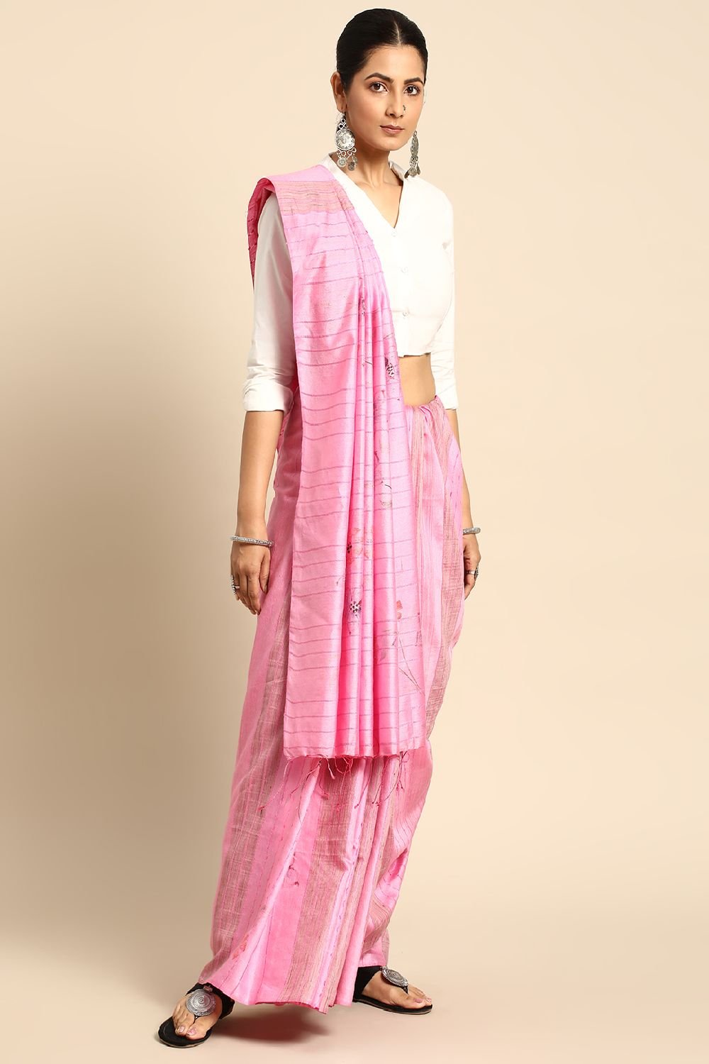 Pink Silk Blend Saree