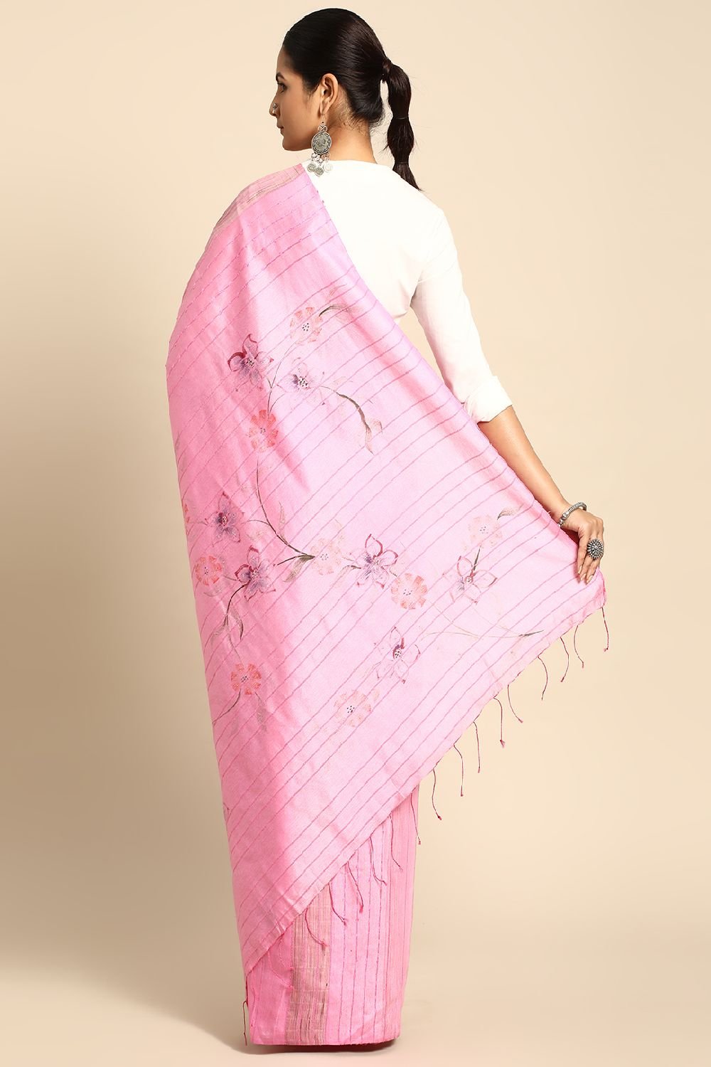 Pink Silk Blend Saree