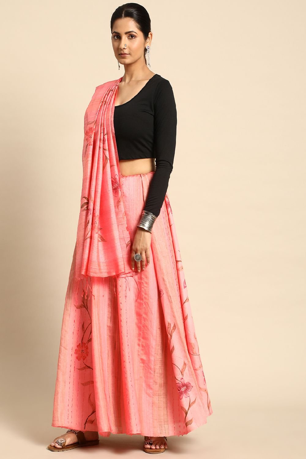 Pink Silk Blend Saree