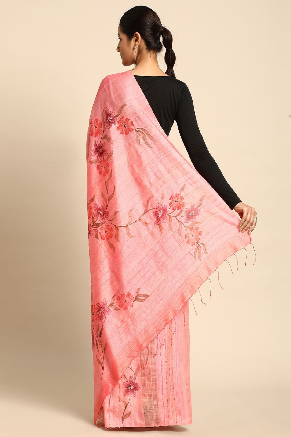 Pink Silk Blend Saree