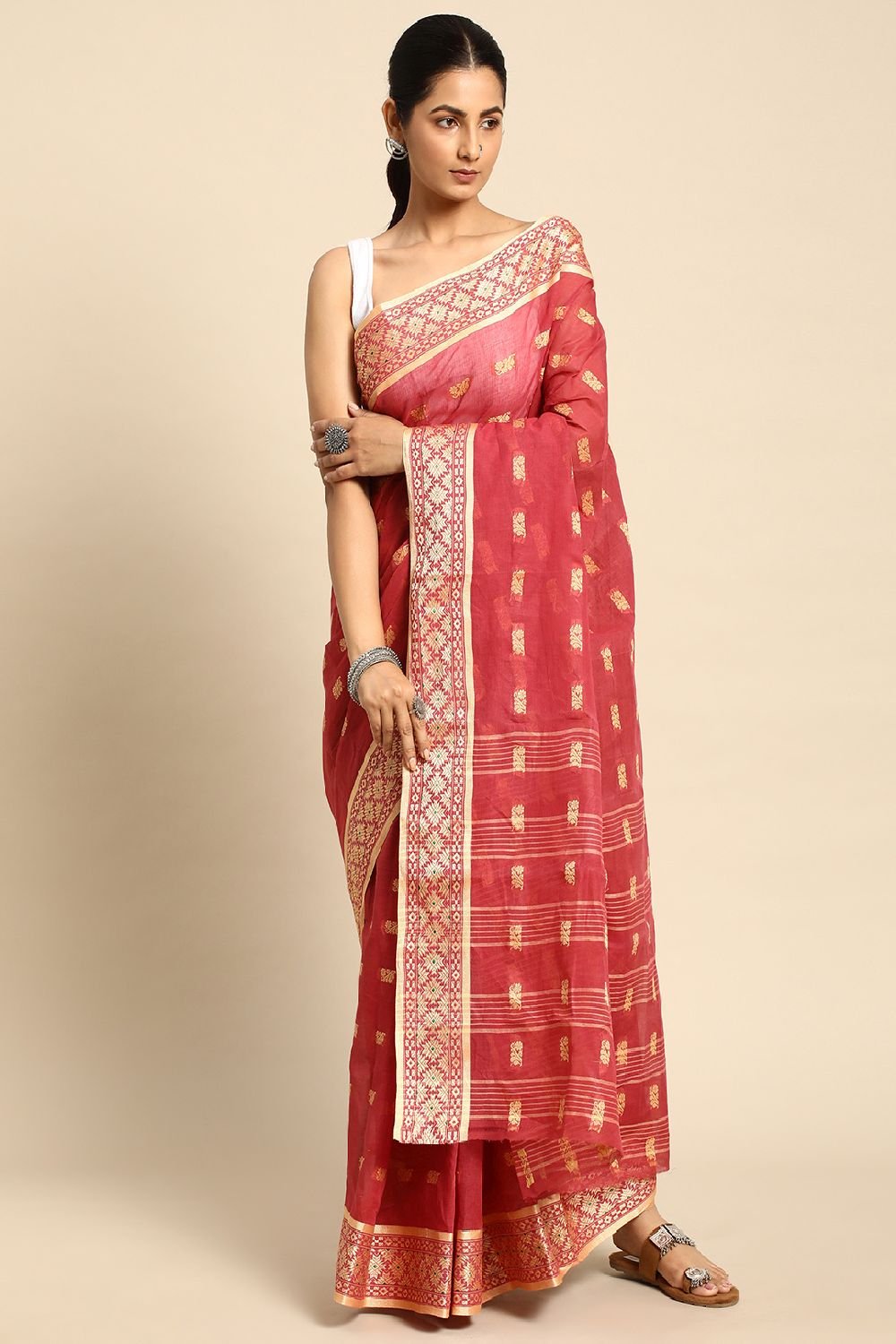 Pink Cotton Saree