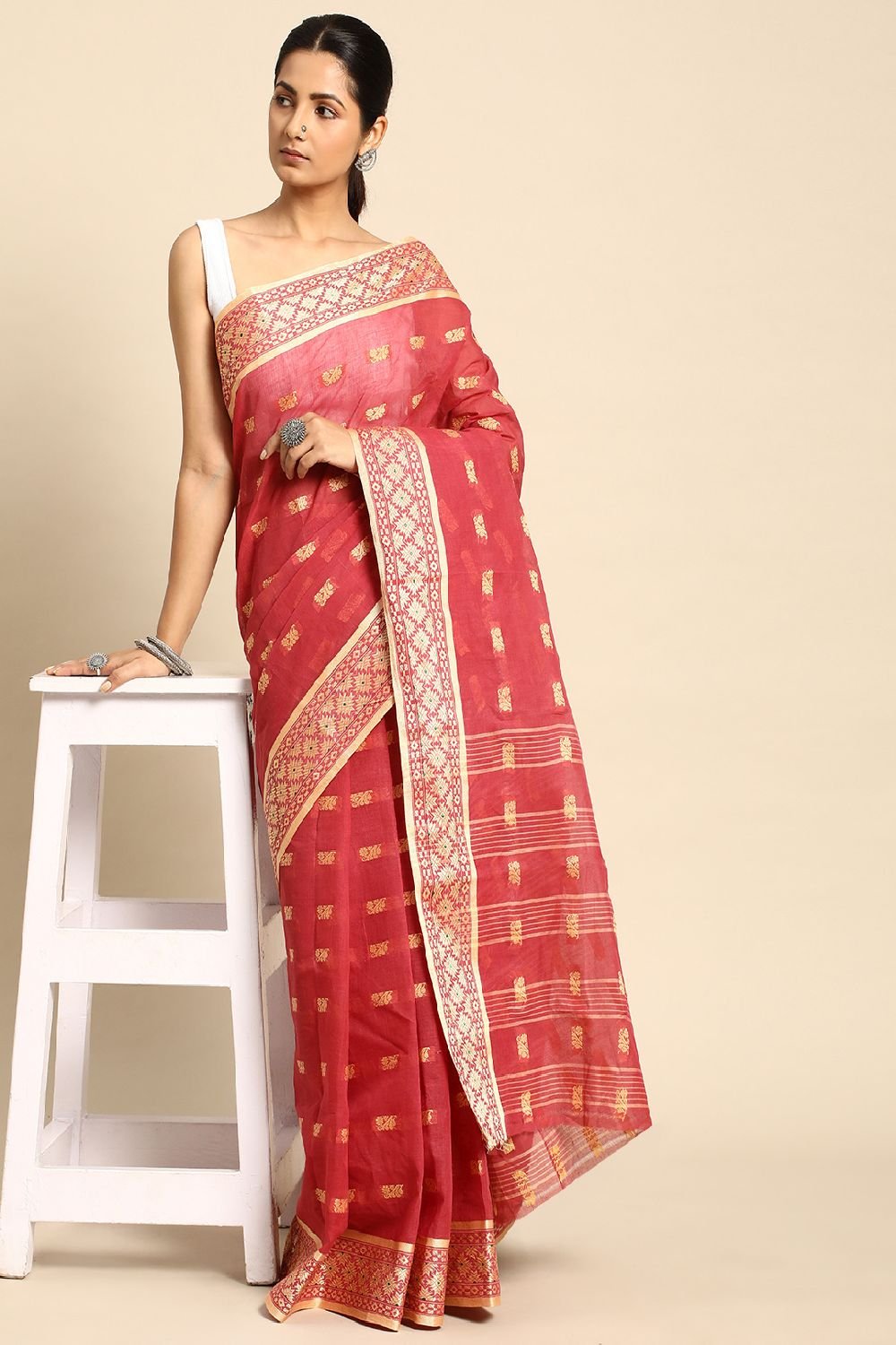 Pink Cotton Saree