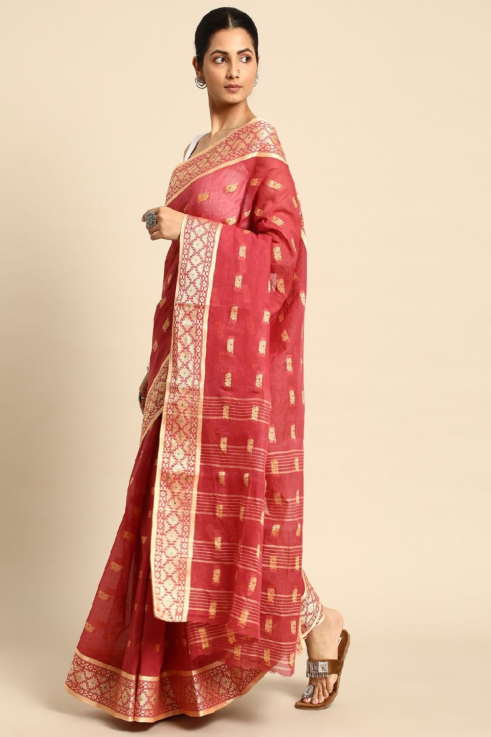 Pink Cotton Saree