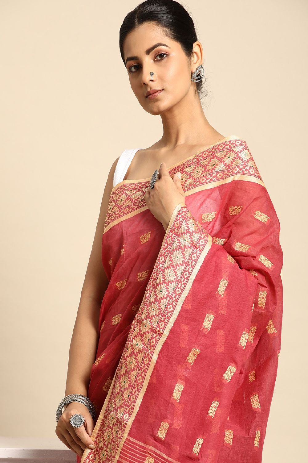 Pink Cotton Saree