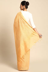 Yellow Silk Blend Saree