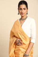 Yellow Silk Blend Saree