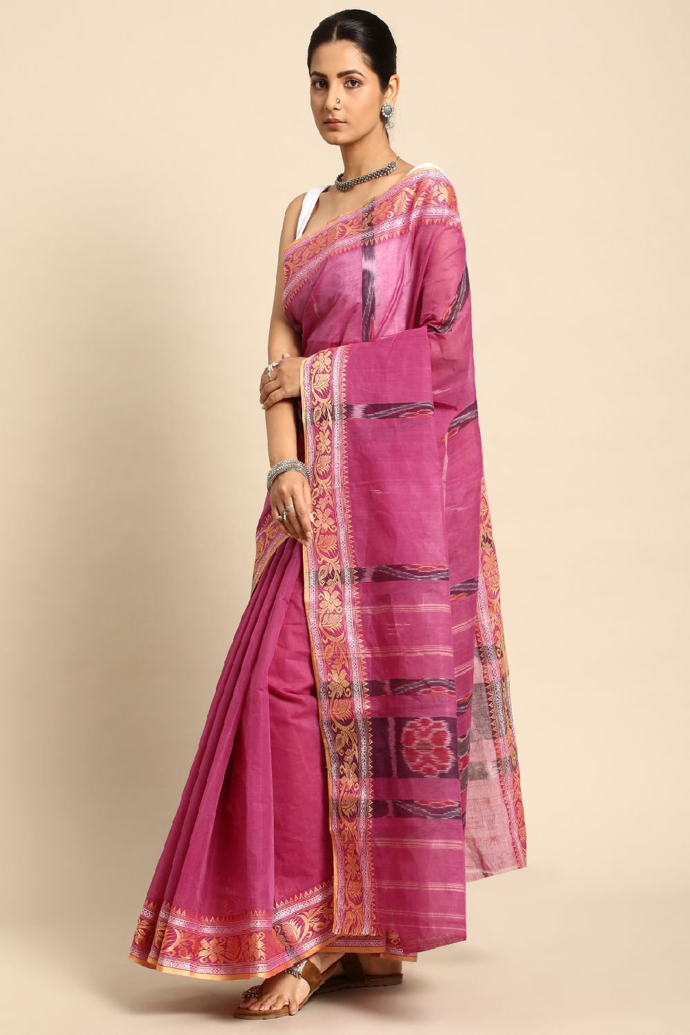 Pink Cotton Saree