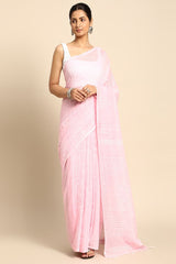 Pink Silk Blend Saree