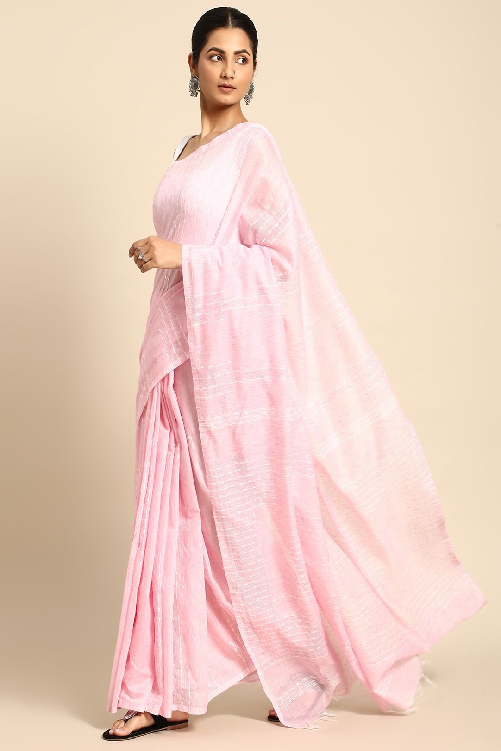 Pink Silk Blend Saree