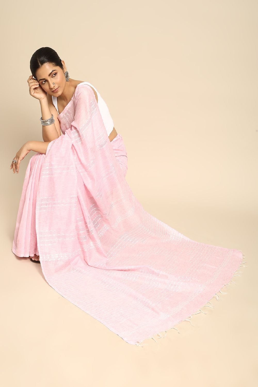 Pink Silk Blend Saree