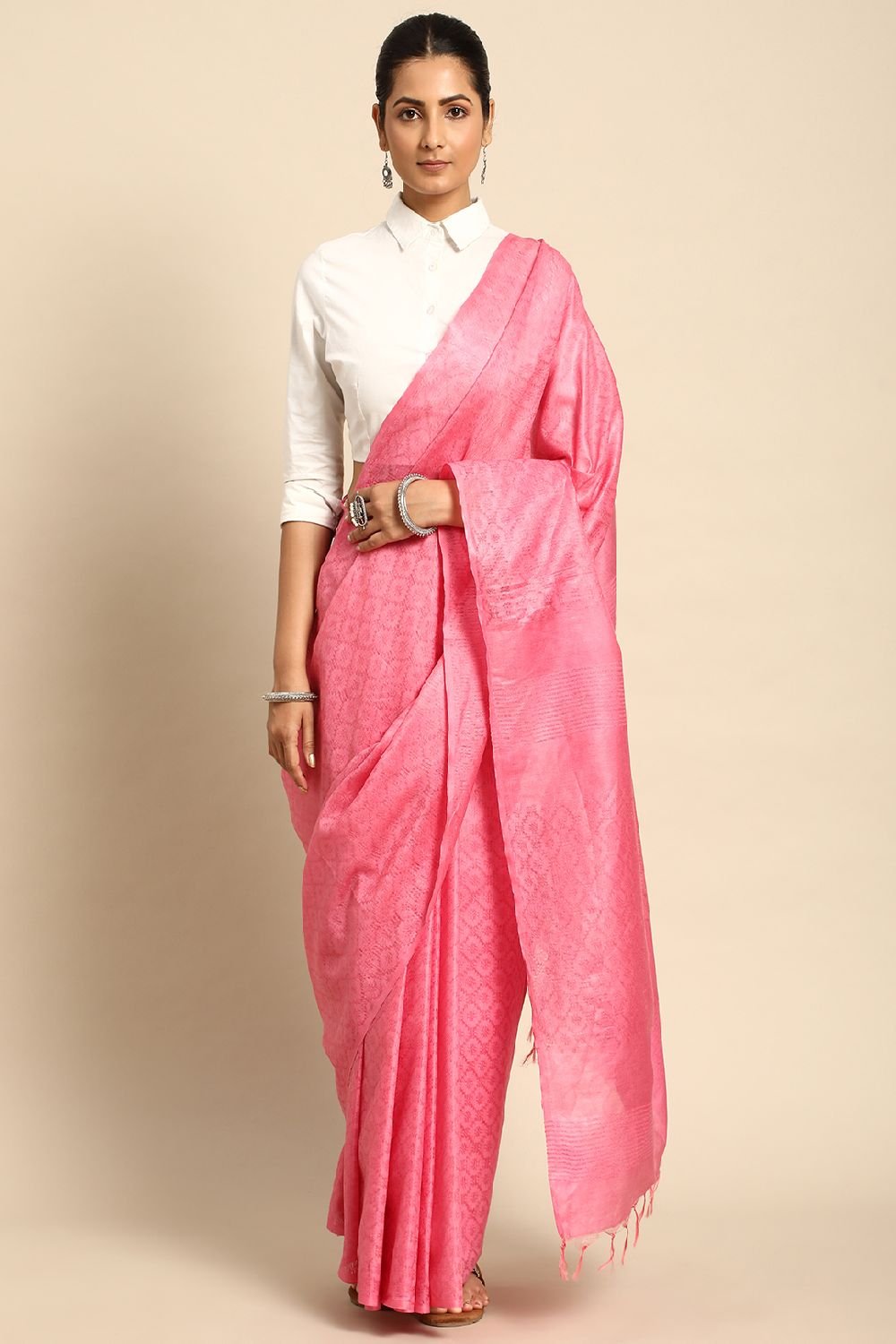 Pink Silk Blend Saree