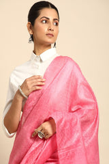 Pink Silk Blend Saree