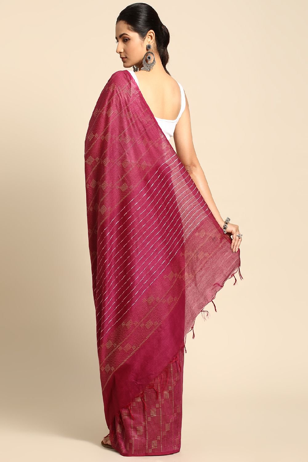 Pink Silk Blend Saree