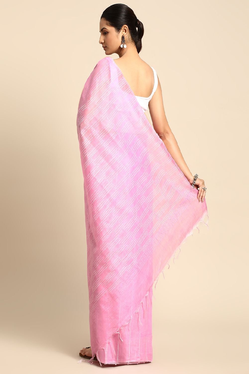 Pink Silk Blend Saree