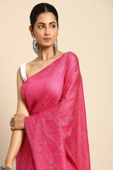 Pink Silk Blend Saree