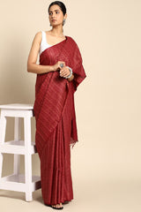 Maroon Silk Blend Saree