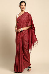 Maroon Silk Blend Saree