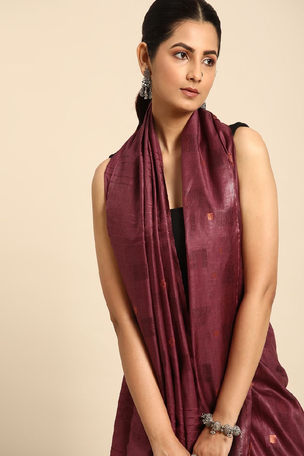 Mauve Silk Blend Saree