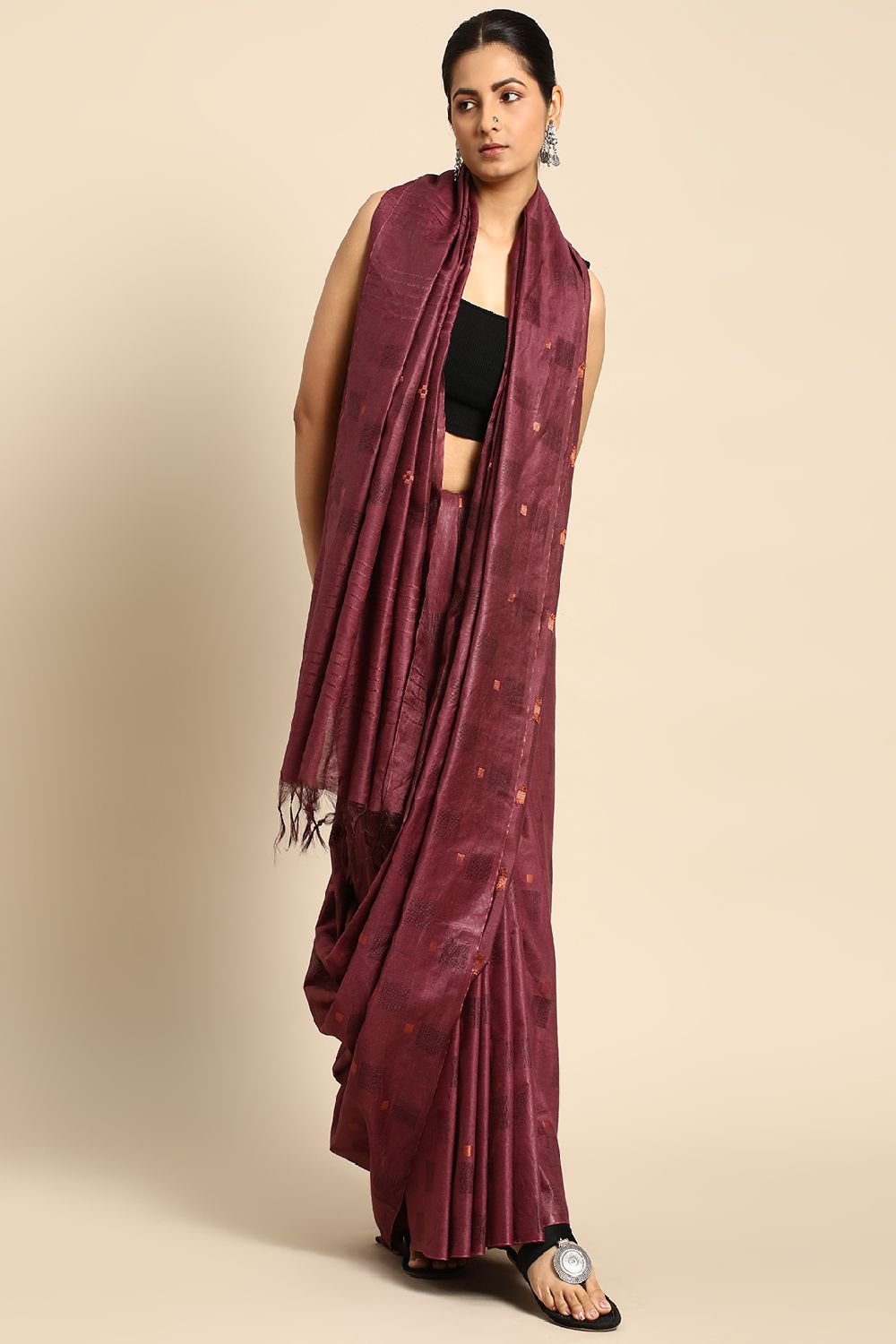 Mauve Silk Blend Saree