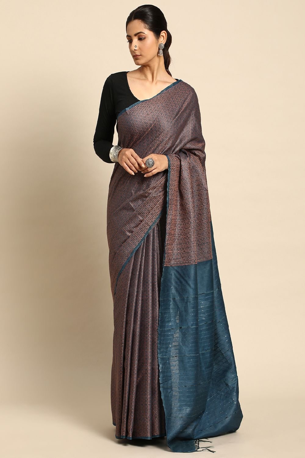 Teal Silk Blend Saree