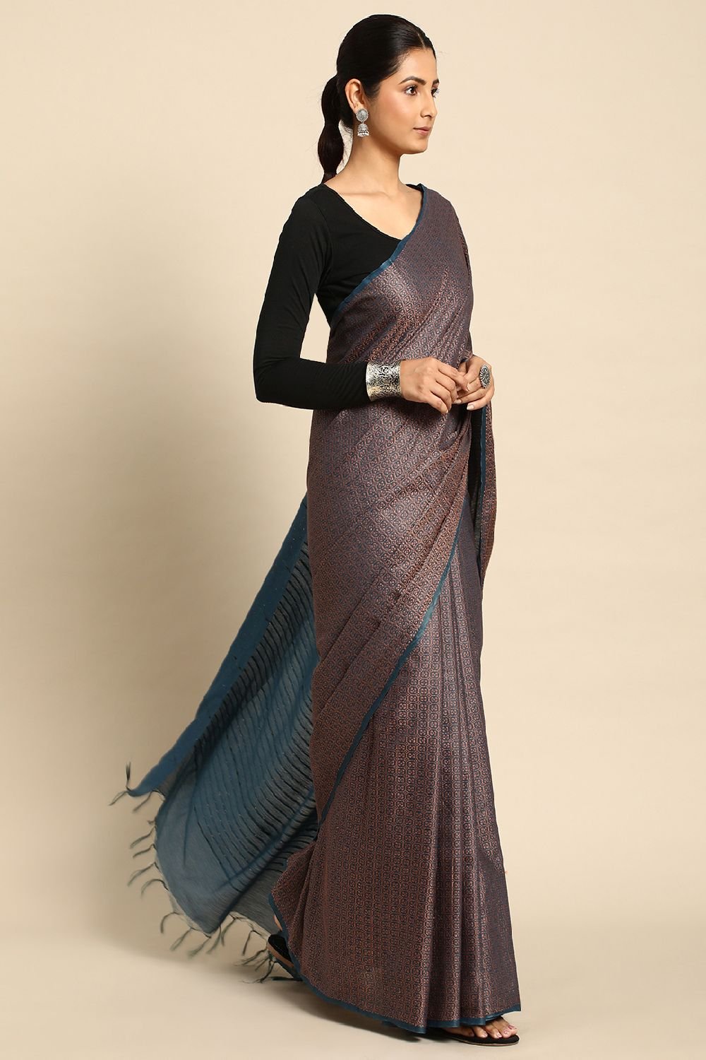 Teal Silk Blend Saree