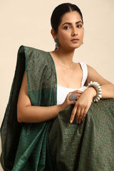 Green Silk Blend Saree