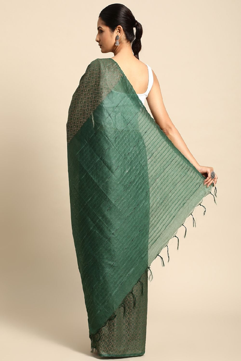 Green Silk Blend Saree