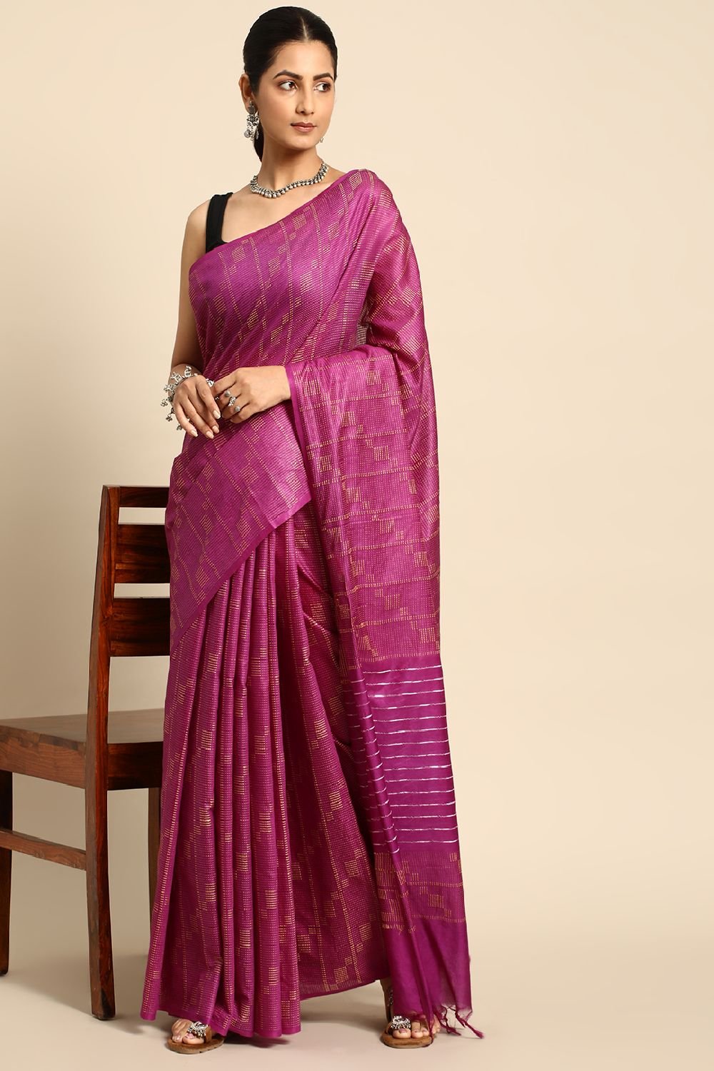 Purple Silk Blend Saree