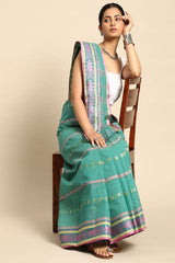 Sea Green Cotton Saree