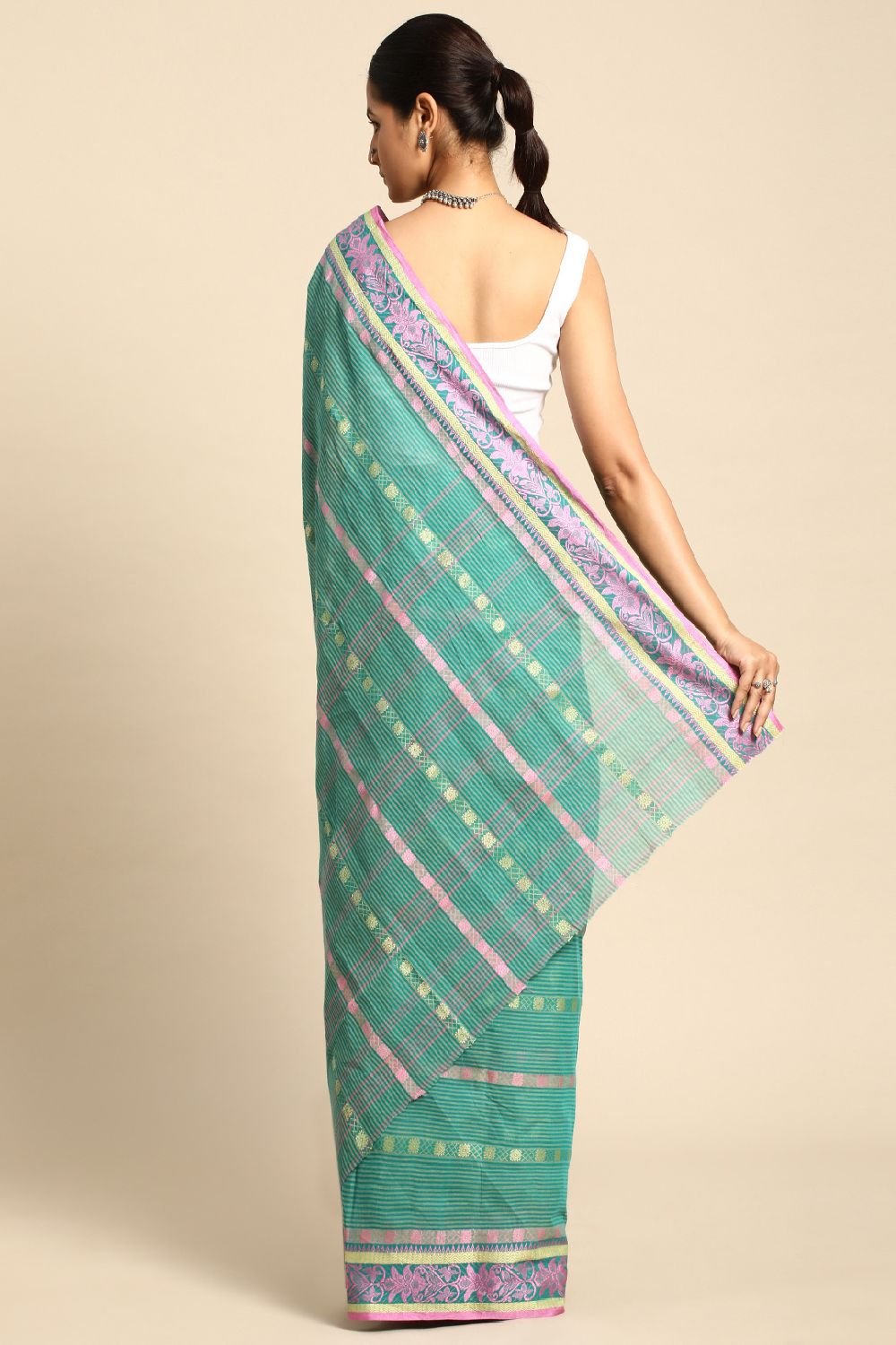 Sea Green Cotton Saree