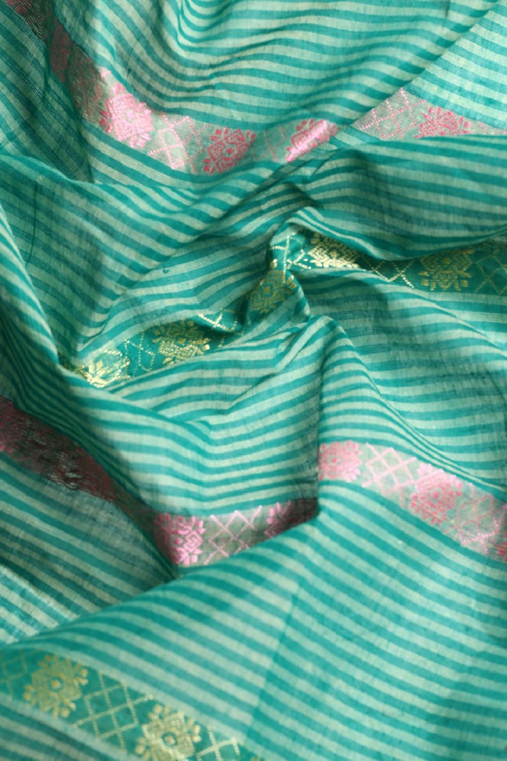 Sea Green Cotton Saree