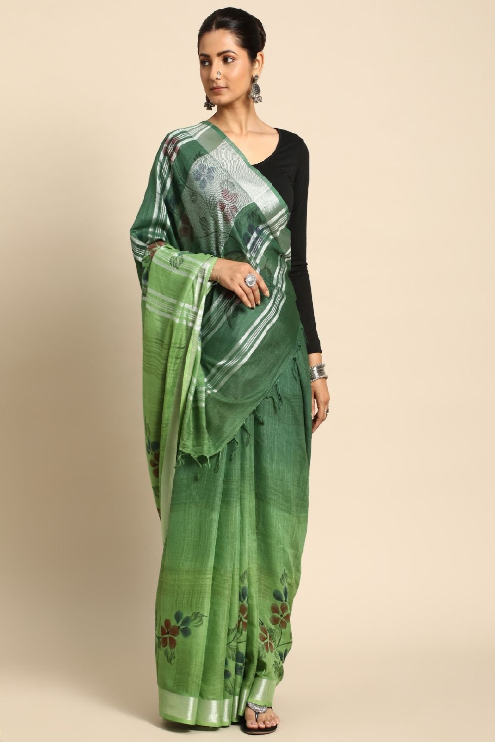 Green Cotton Saree