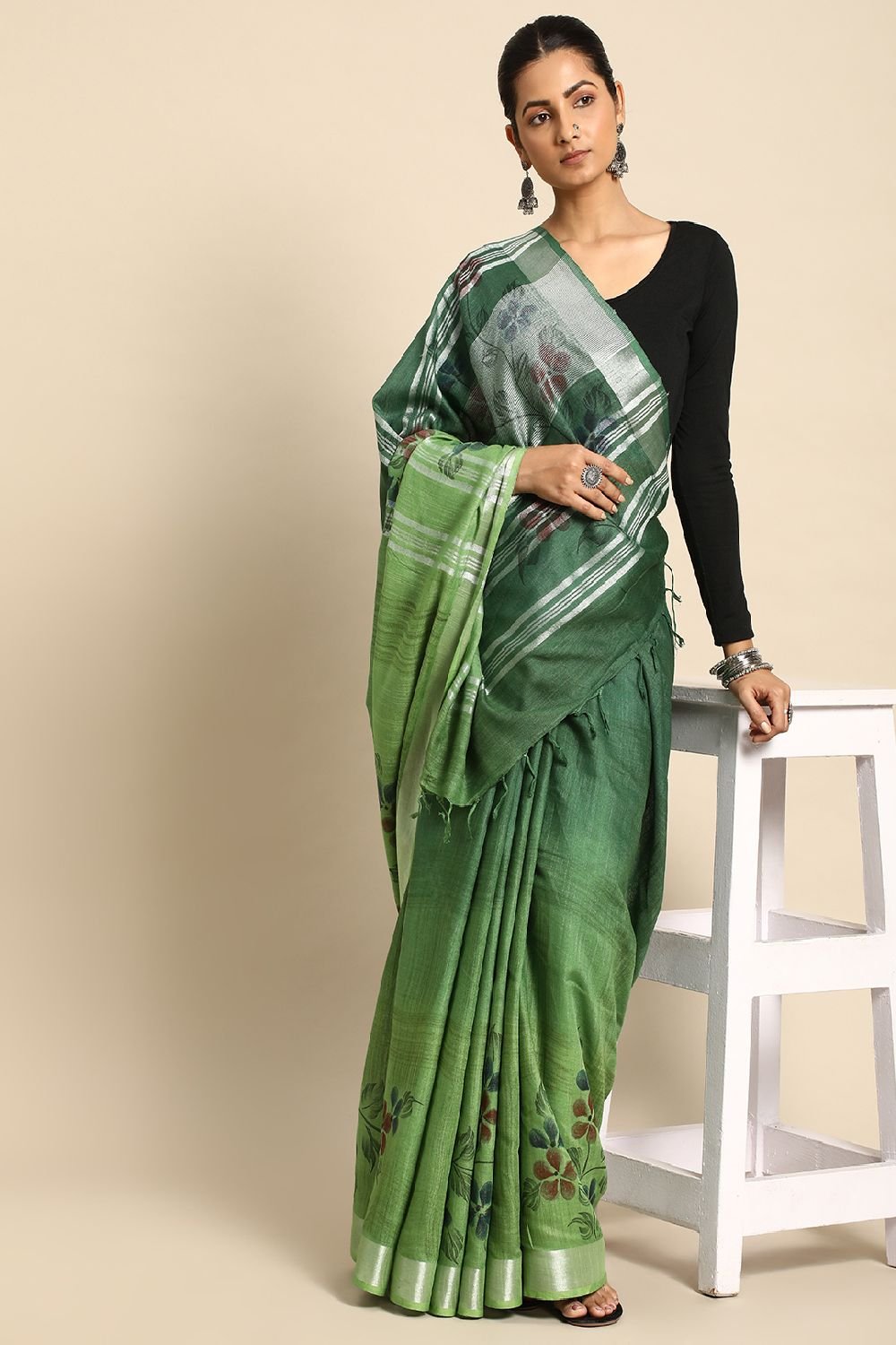 Green Cotton Saree