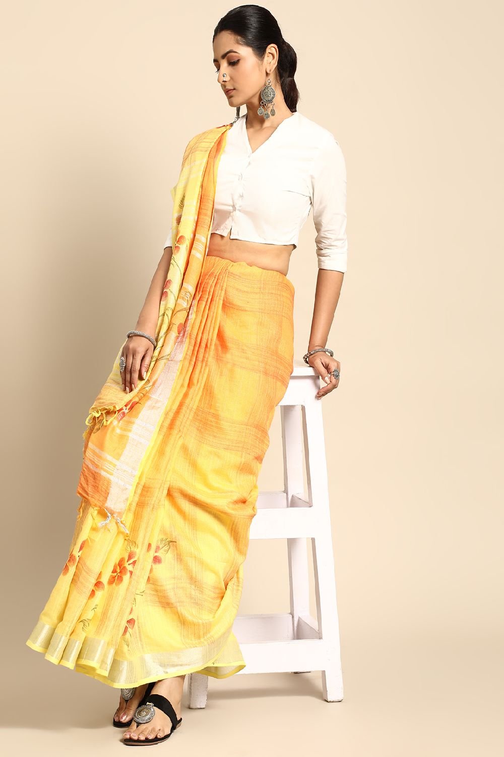 Yellow Cotton Saree