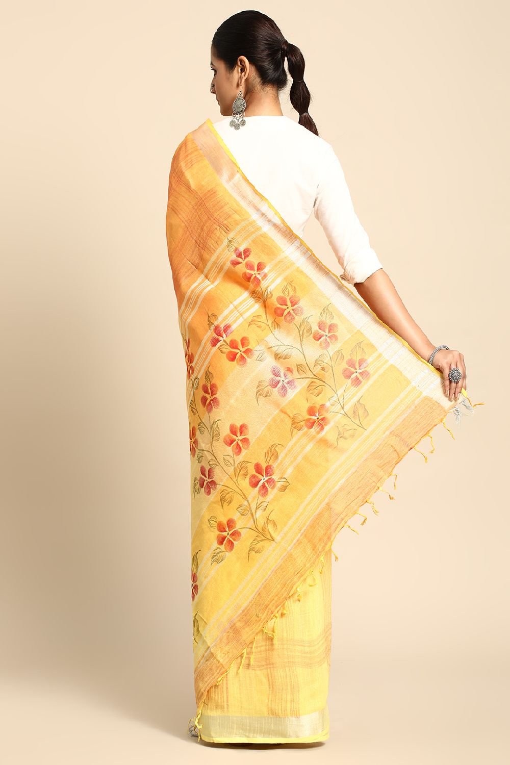 Yellow Cotton Saree