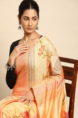 Orange Silk Blend Saree