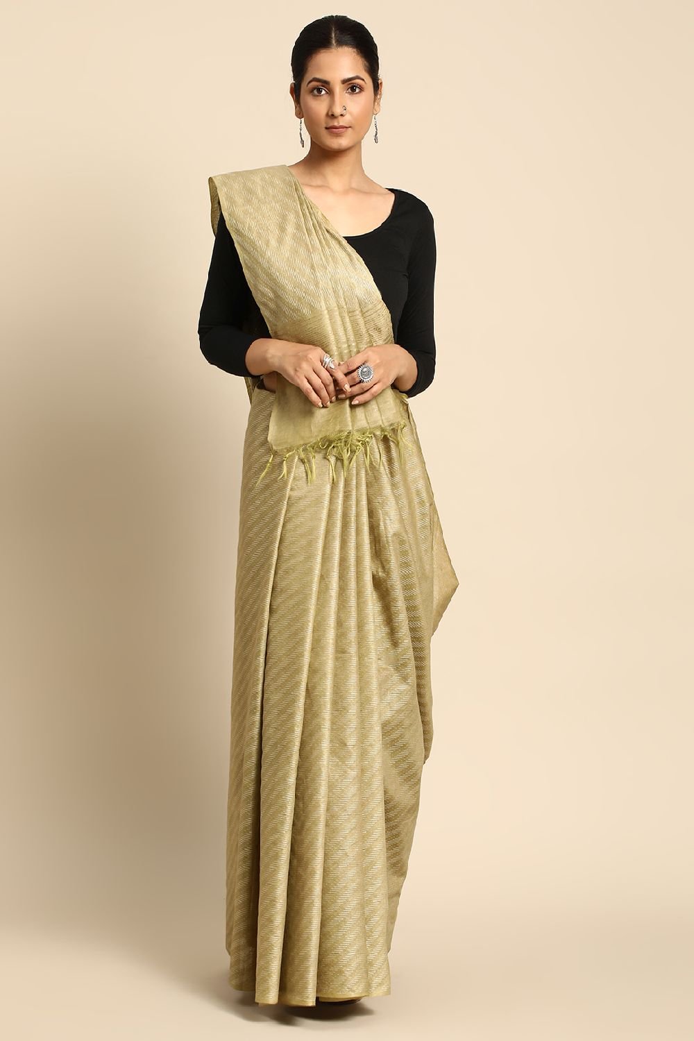 Green Silk Blend Saree