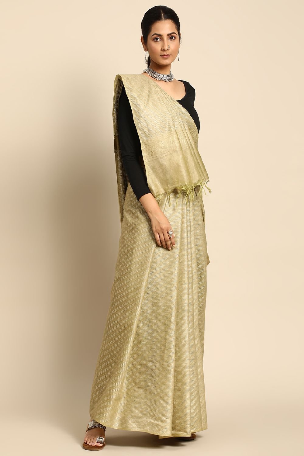 Green Silk Blend Saree