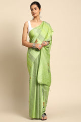 Green Silk Blend Saree