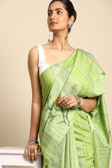 Green Silk Blend Saree