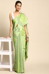 Green Silk Blend Saree