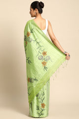 Green Silk Blend Saree