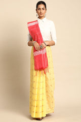 Yellow Silk Blend Saree