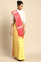 Yellow Silk Blend Saree