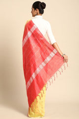 Yellow Silk Blend Saree