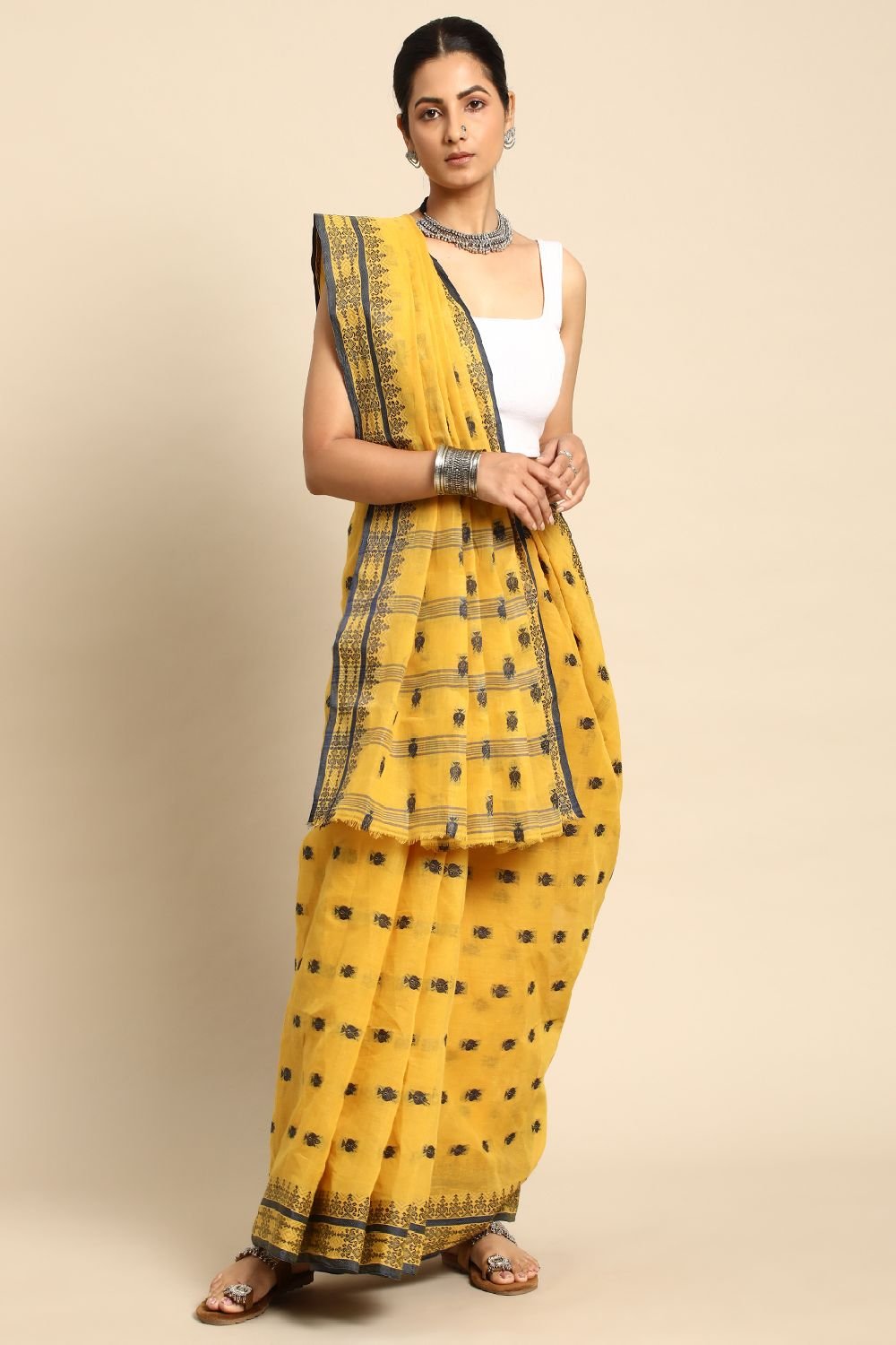 Yellow Cotton Saree