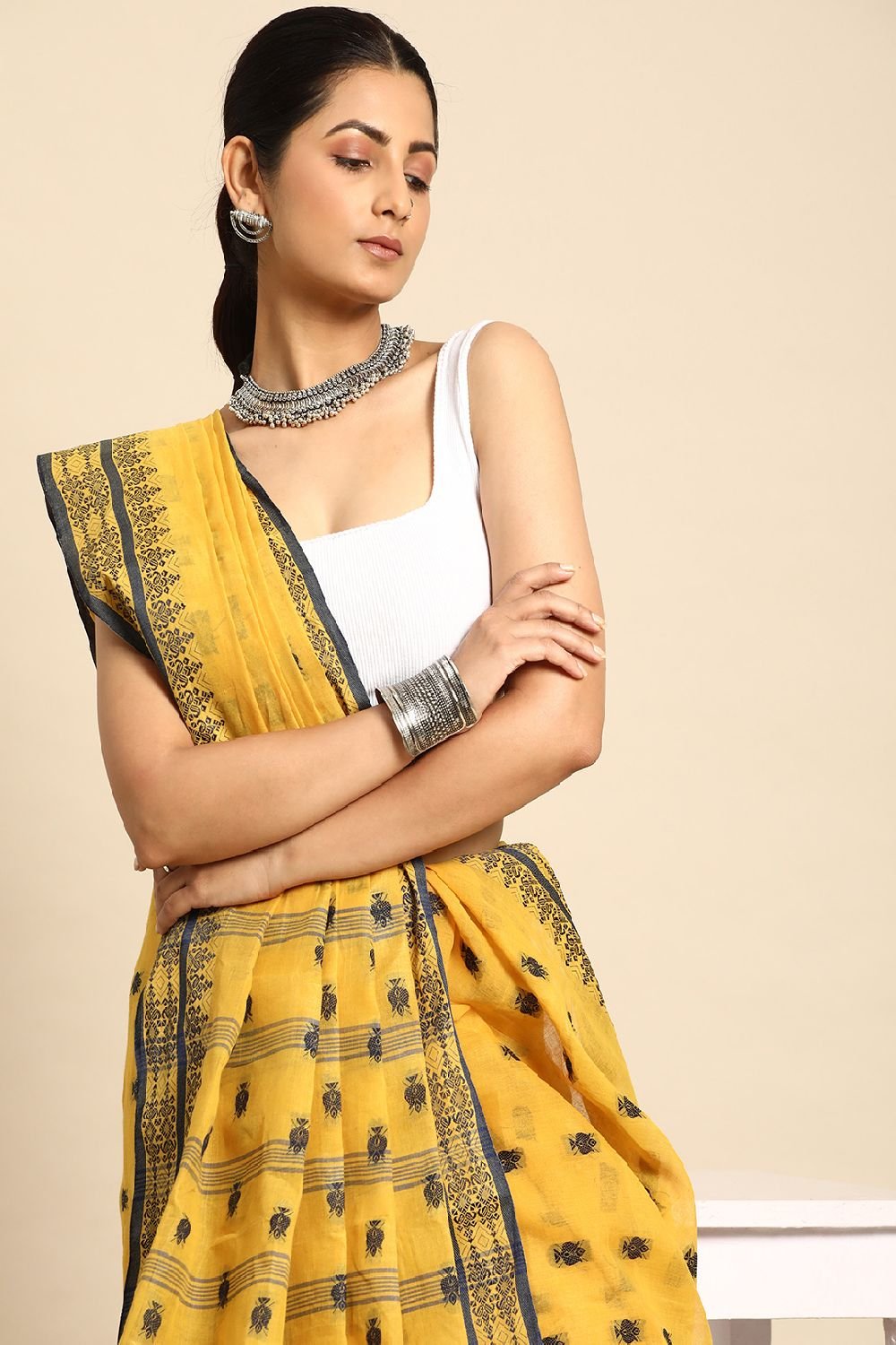 Yellow Cotton Saree